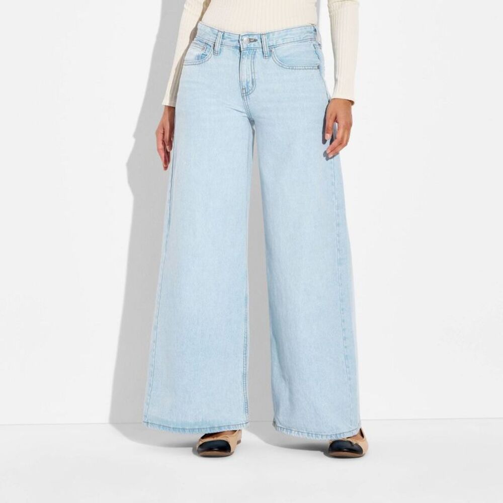 Women's Low-Rise Ultra Wide Leg Jeans - Wild Fable Light Blue 12 Short